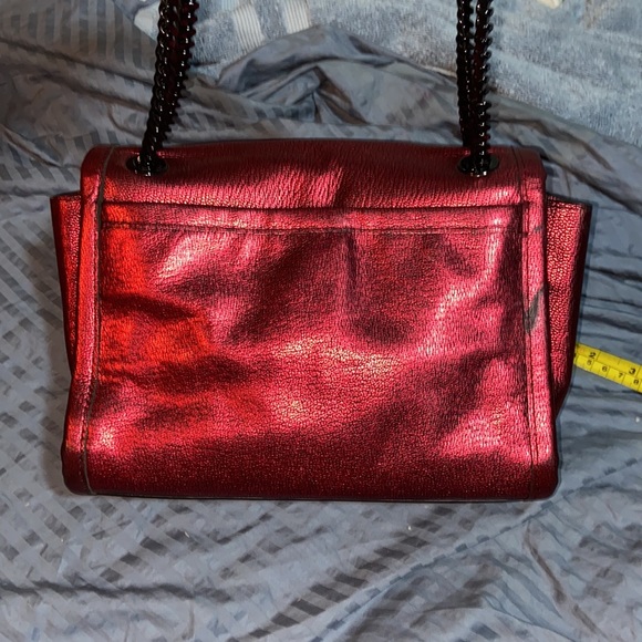Coach Metallic Red Ranger Flap Crossbody Bag Metal Chain Convertible - Picture 6 of 16